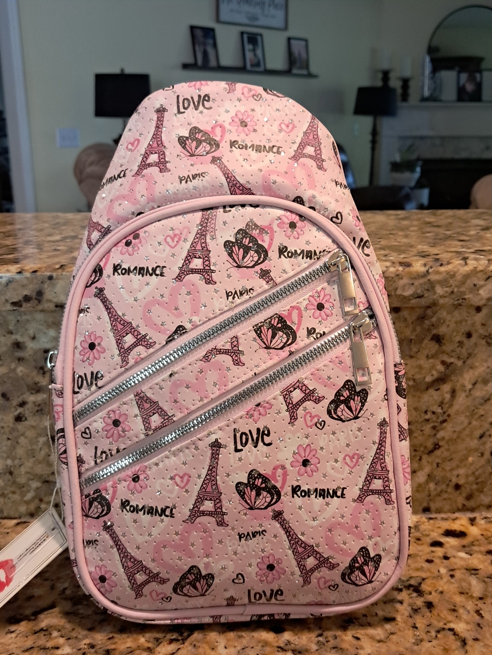 Women's‎ Pink Eiffel Tower Print Crossbody
